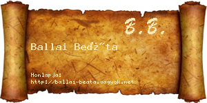 Ballai Beáta névjegykártya